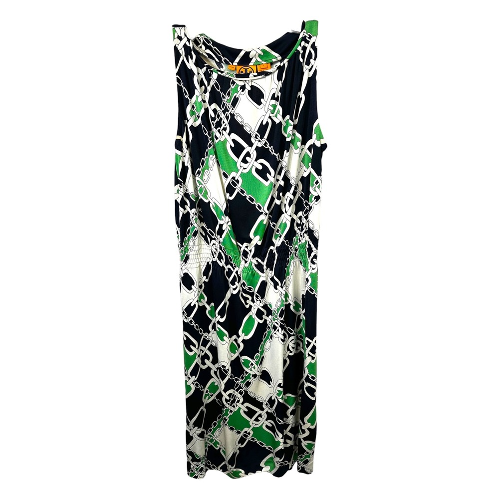 Tory Burch Small Dress‎ Shift Chain Print Silk Sleeveless Beach Vacation 164